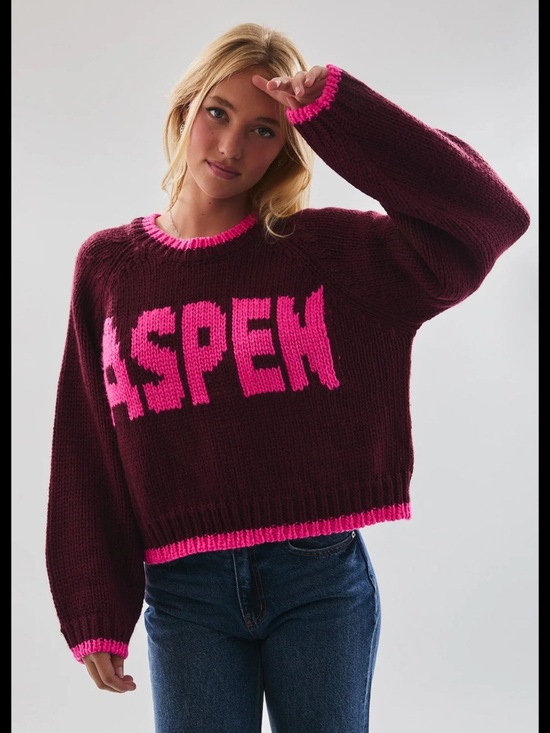 Le Lis Sweaters - Lelis Women’s Burgundy and Hot Pink Aspen Knit Sweater Small